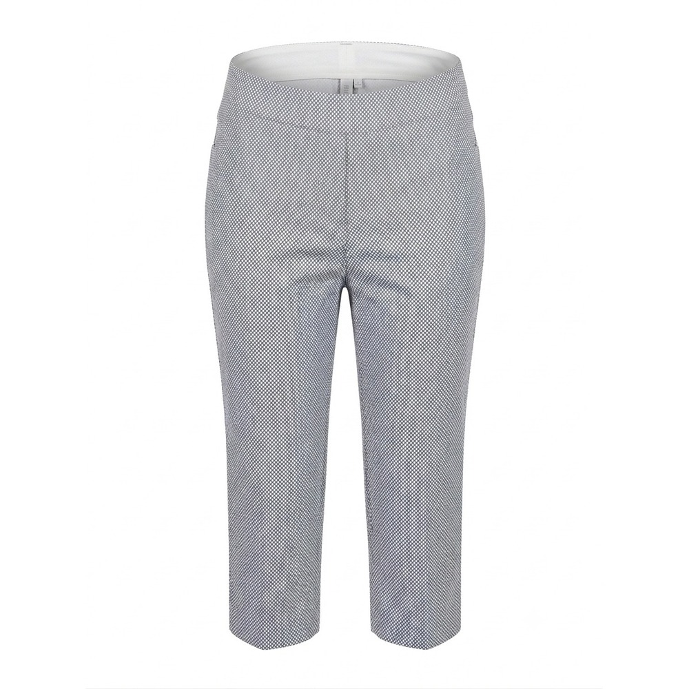 S.C. & CO Womens Preppy Navy White Geometric Print Pull On Travel Capri Pants 10
